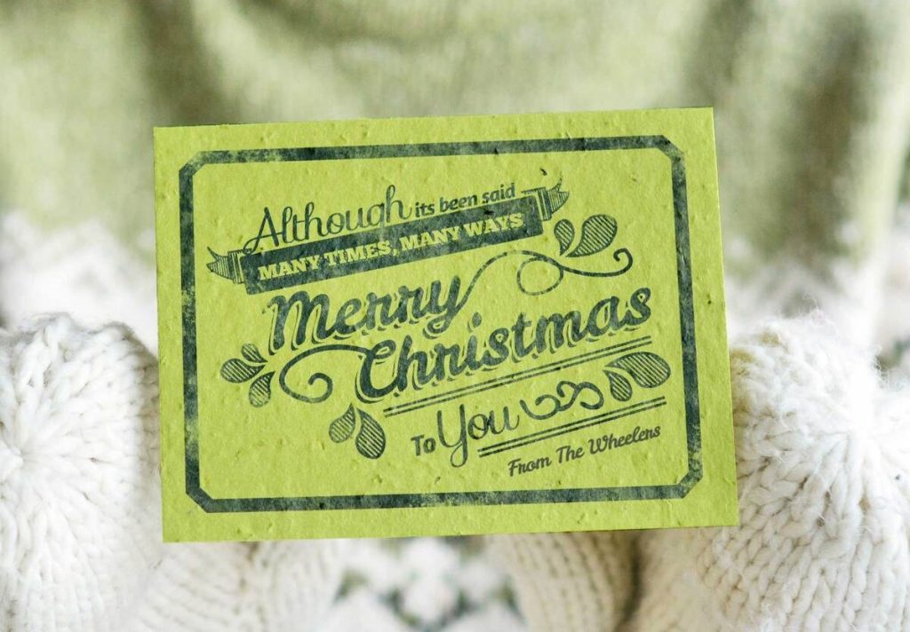 Green Merry Christmas seed card 